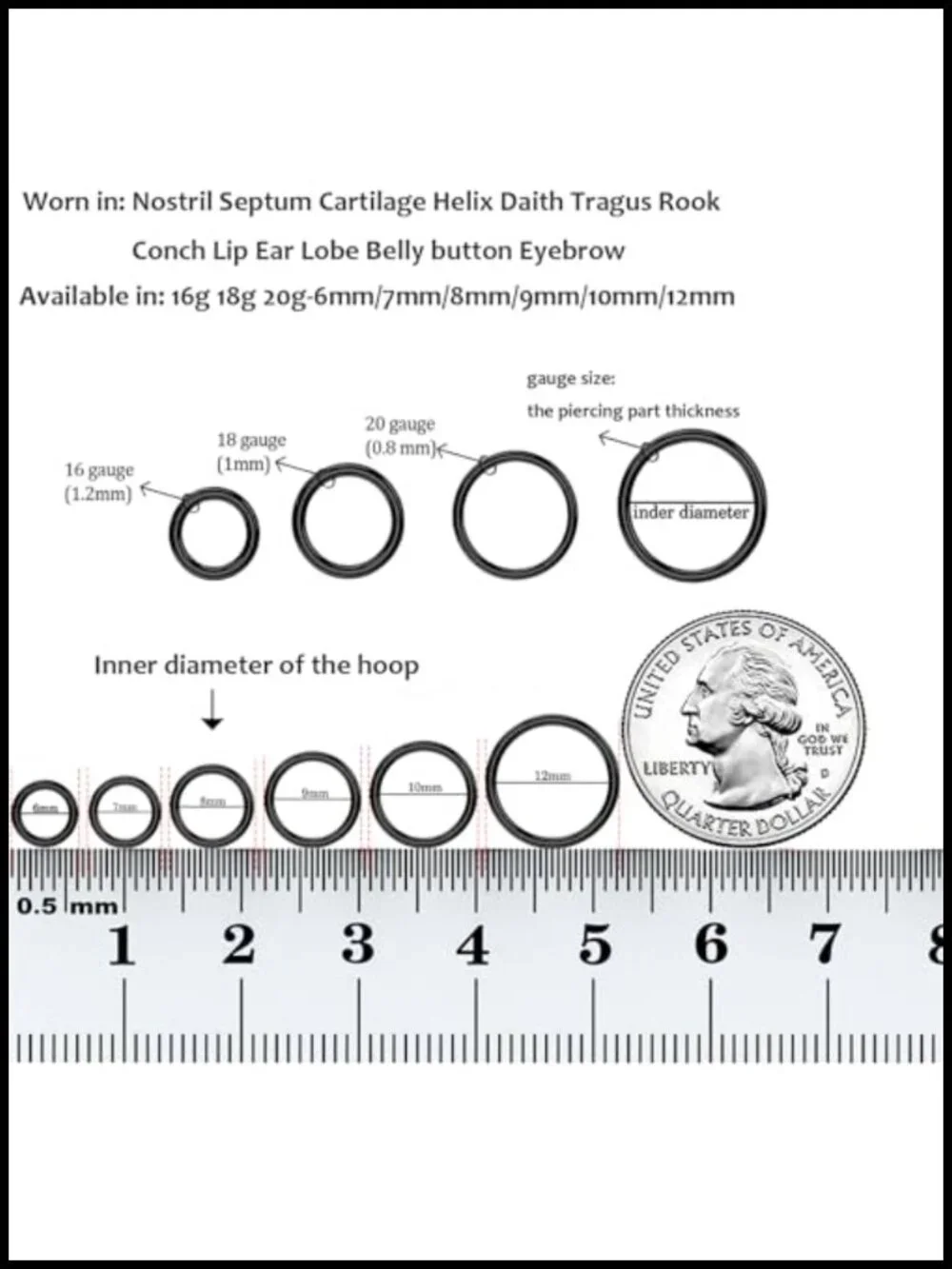 Titanium Hinged Nose Rings Hoop 20G 18G 16G 14G 12G G23 Implant Grade Clicker